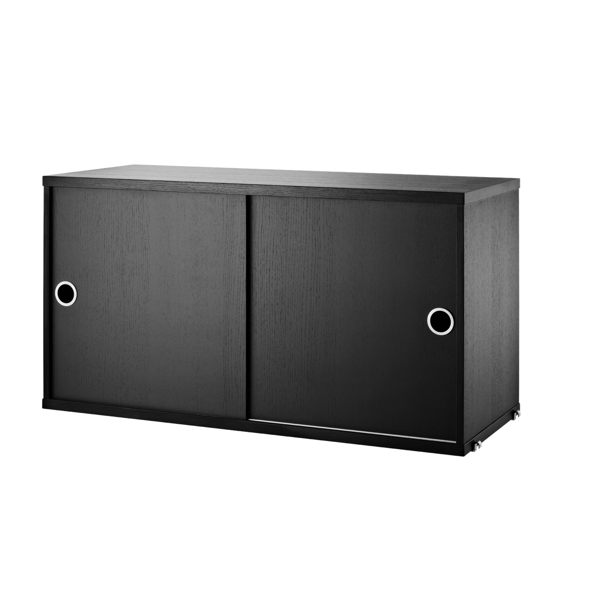 Cabinet with Sliding Doors w78 x d30 x h42 cm in Black stained ash by String Furniture