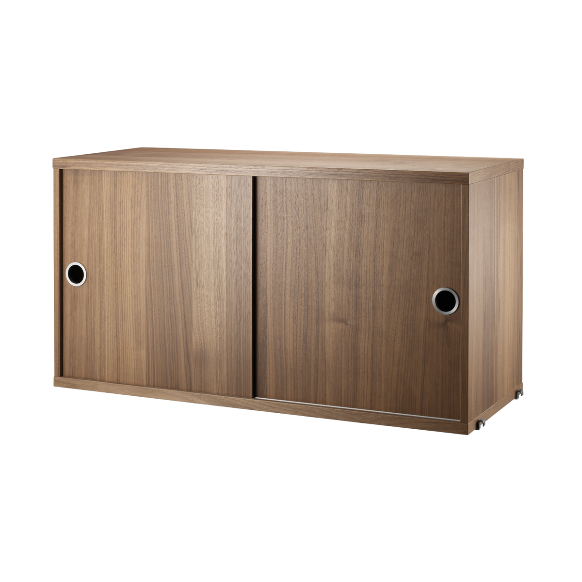 Cabinet with Sliding Doors w78 x d30 x h42 cm in Walnut by String Furniture