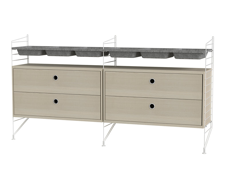String Furniture Bedroom Bundle S G in Ash shelves and white panels