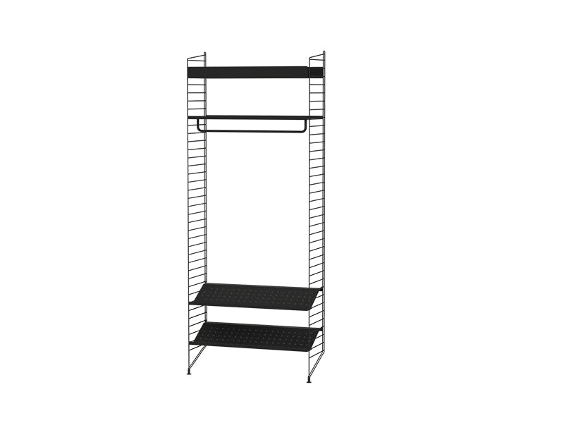 String Furniture Hallway Bundle H L in Black shelves and black panels