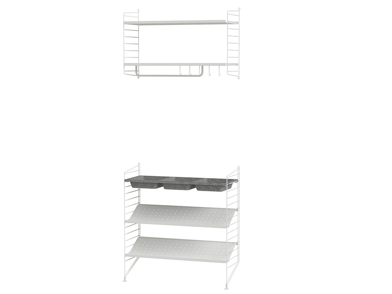 String Furniture Hallway Bundle H B in White shelves and white panels
