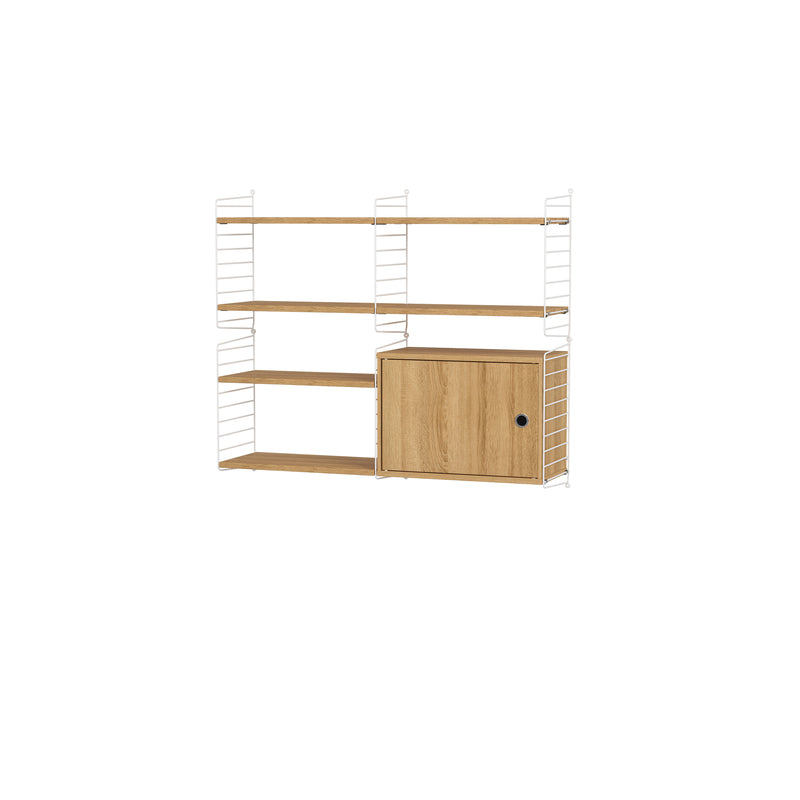 String Furniture Living Room Bundle L R in Oak shelves and white panels