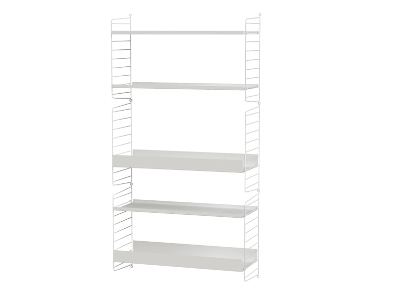 String Furniture Kids Room Bundle C B in White shelves and white panels