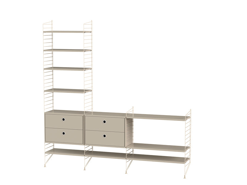 String Furniture Living Room Bundle L J in Beige shelves and beige panels