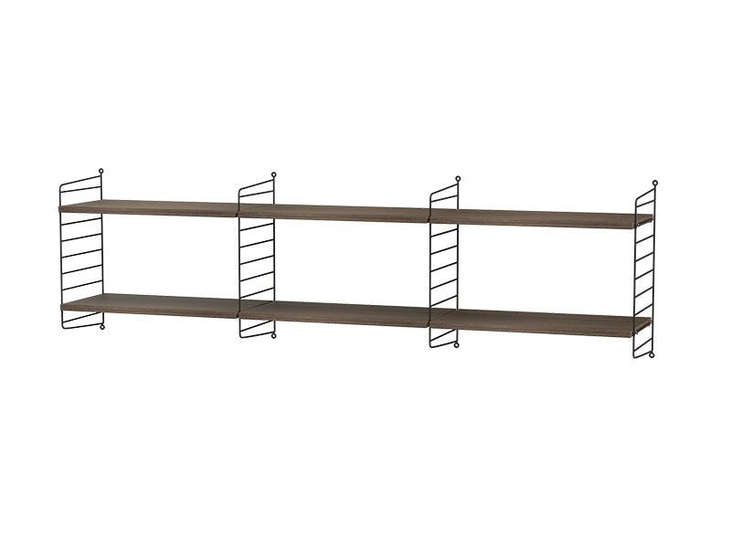 String Furniture Living Room Bundle L O in Walnut shelves and black panels