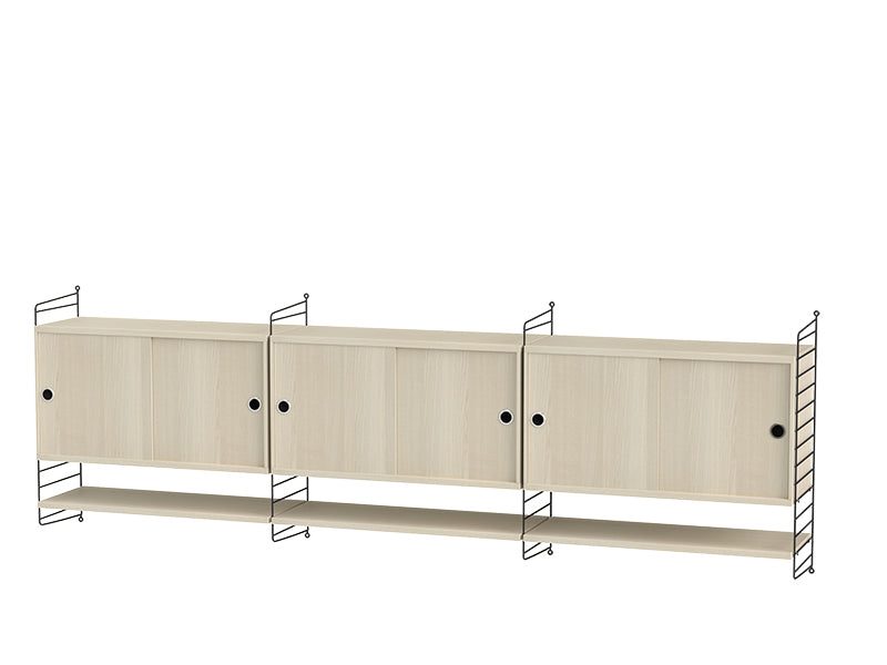 String Furniture Living Room Bundle L E in Ash shelves and black panels