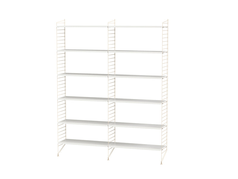 String Furniture Living Room Bundle L A in White shelves and beige panels