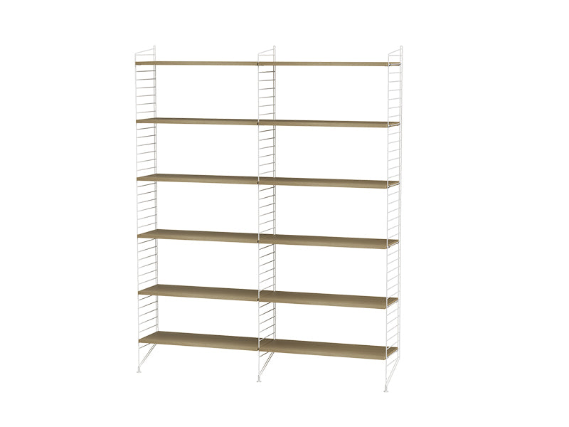 String Furniture Living Room Bundle L A in Oak shelves and white panels