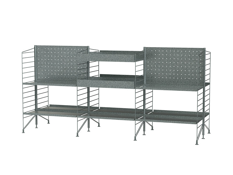 String Furniture Outdoor Bundle O N in Galvanized shelves and galvanized panels