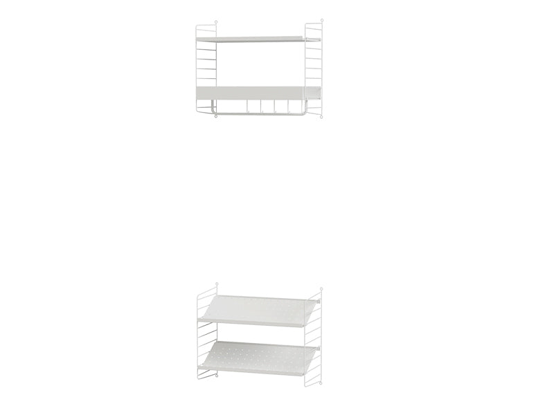 String Furniture Hallway Bundle H E in White shelves and white panels
