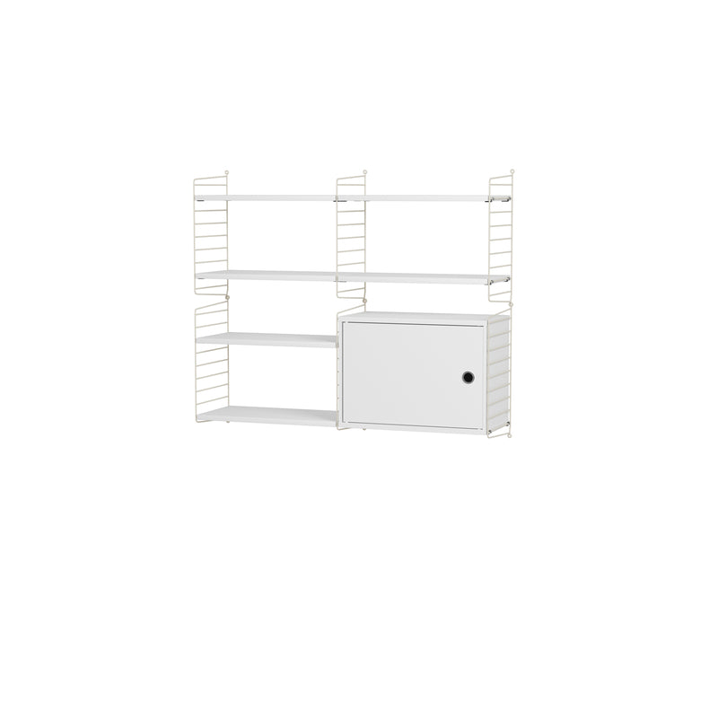String Furniture Living Room Bundle L R in White shelves and beige panels