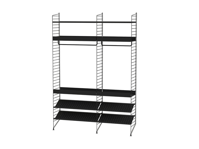 String Furniture Bedroom Bundle S C in Black shelves and black panels