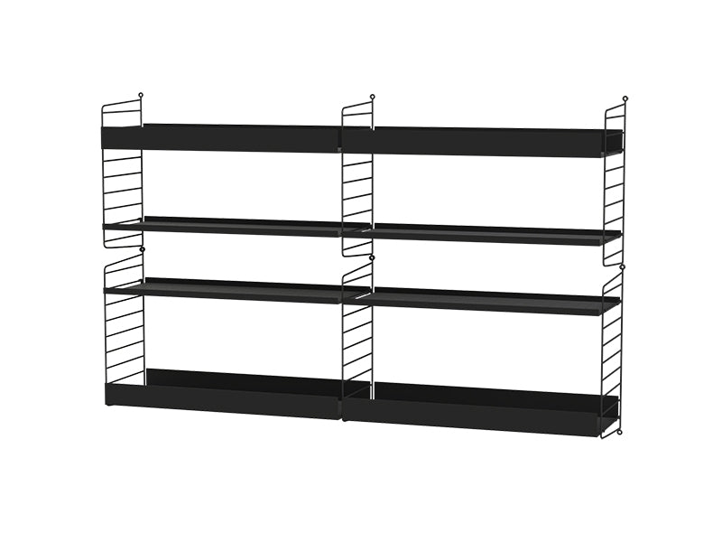 String Furniture Living Room Bundle L L in Black shelves and black panels