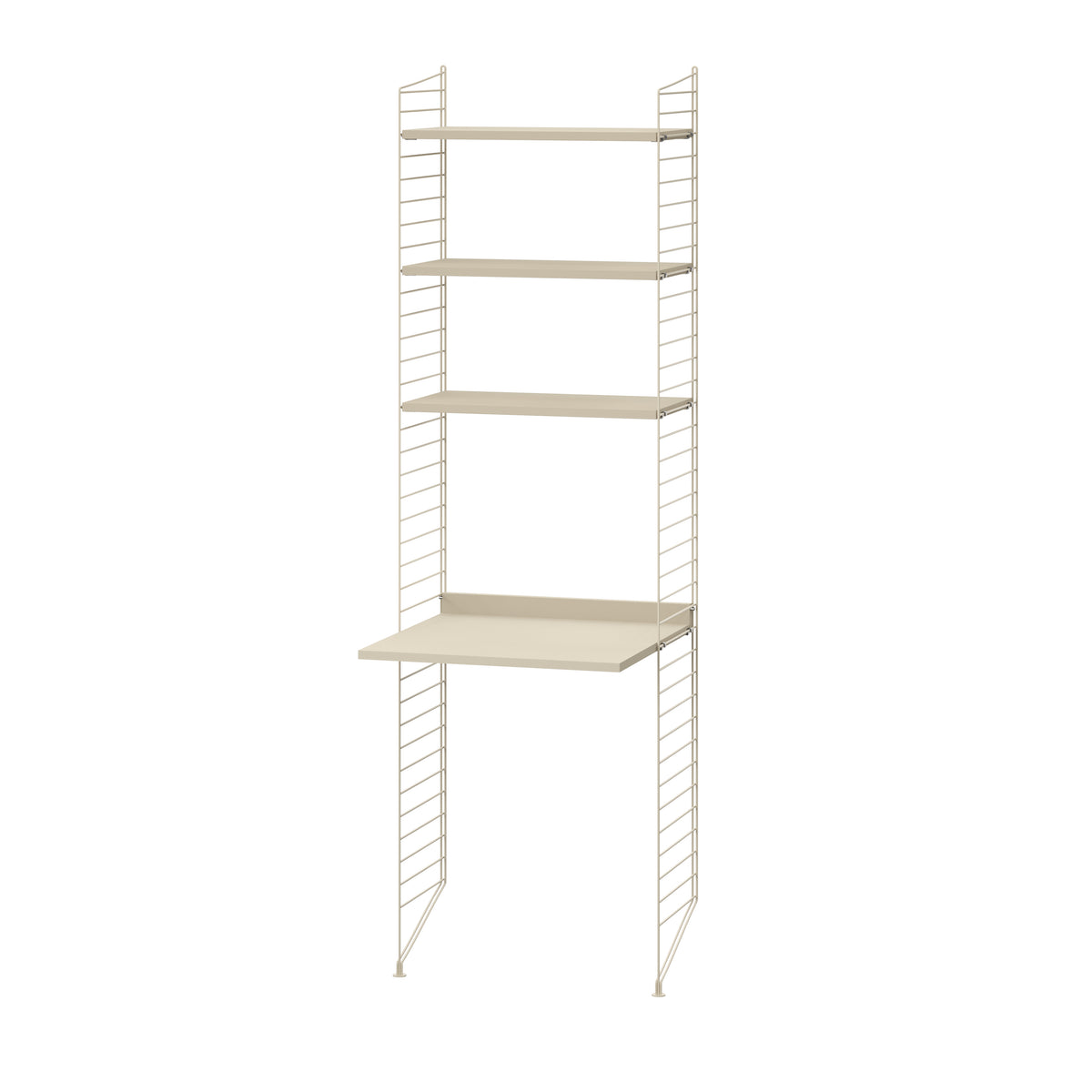 String Furniture Workspace Bundle W J in Beige shelves and Beige panels