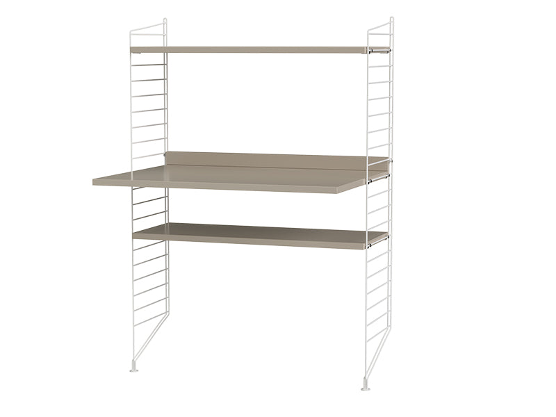 String Furniture Workspace Bundle W H in Beige shelves and white panels