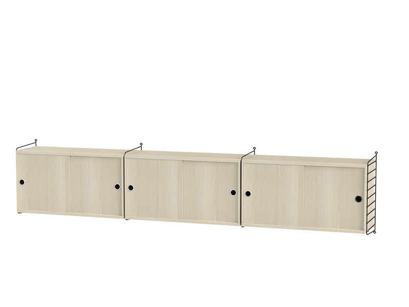 String Furniture Living Room Bundle L D in Ash shelves and black panels