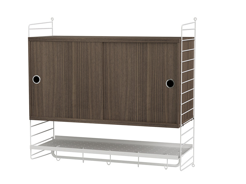 String Furniture Bedroom Bundle S F in Walnut shelves and white panels