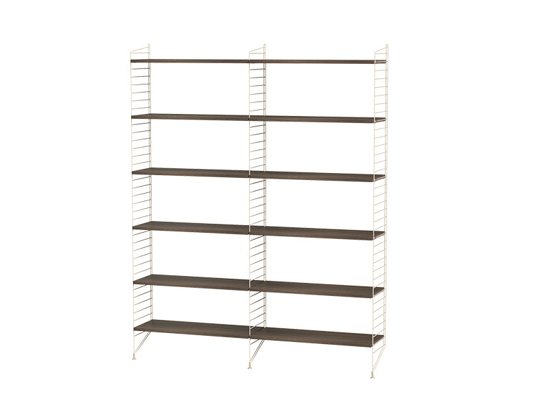 String Furniture Living Room Bundle L A in Walnut shelves and beige panels