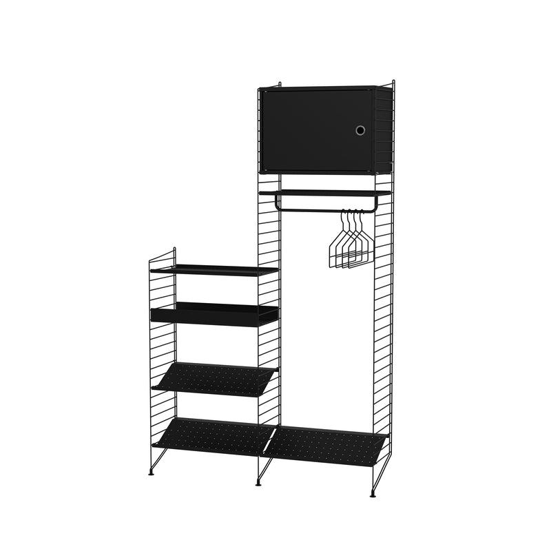 String Furniture Hallway Bundle H U in Black shelves and black panels