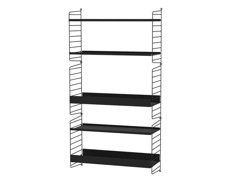 String Furniture Kids Room Bundle C B in Black shelves and black panels