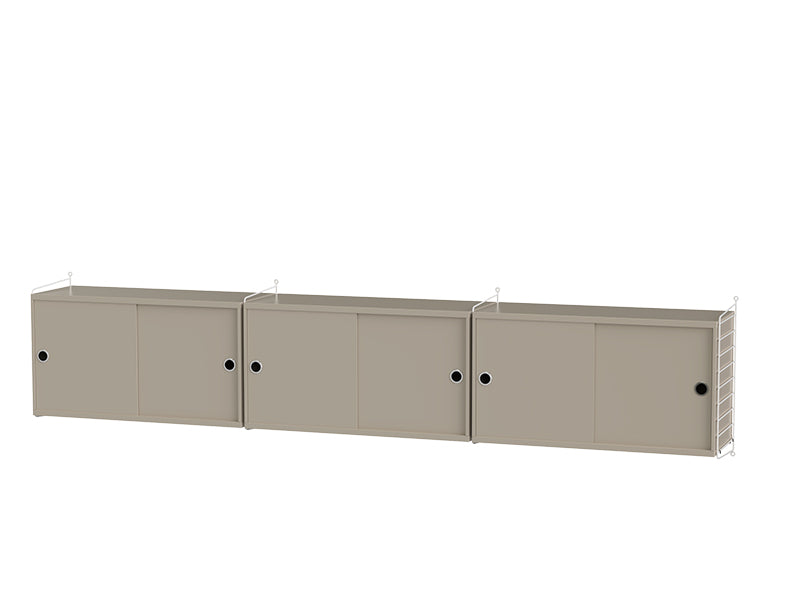 String Furniture Living Room Bundle L D in Beige shelves and white panels