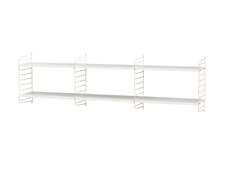 String Furniture Living Room Bundle L O in White shelves and beige panels