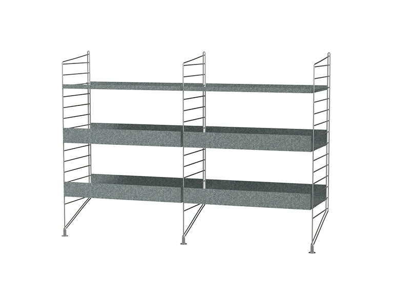 String Furniture Outdoor Bundle O A in Galvanized shelves and galvanized panels