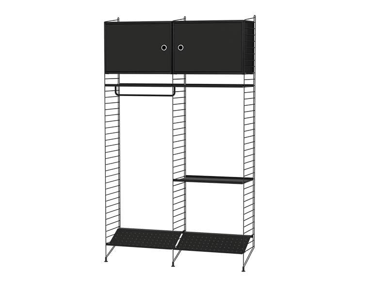 String Furniture Hallway Bundle H T in Black shelves and black panels