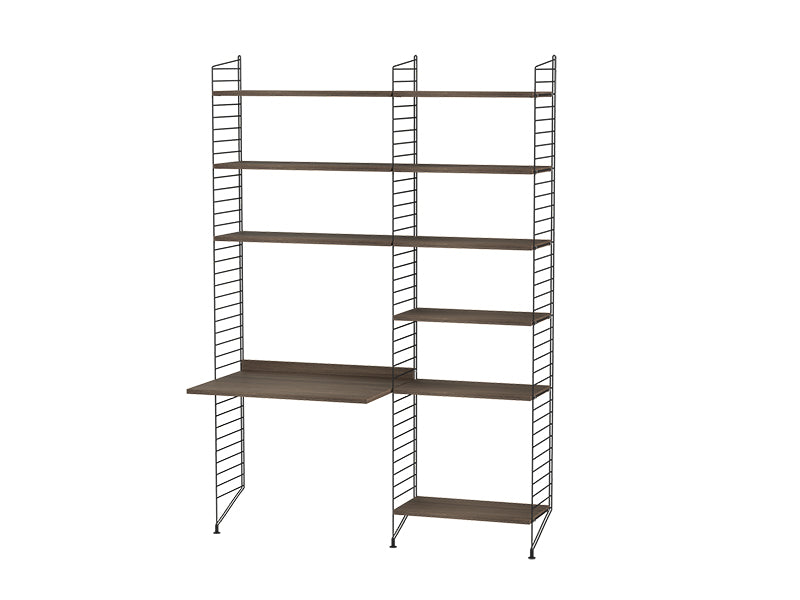 String Furniture Kids Room Bundle C D in Walnut shelves and black panels