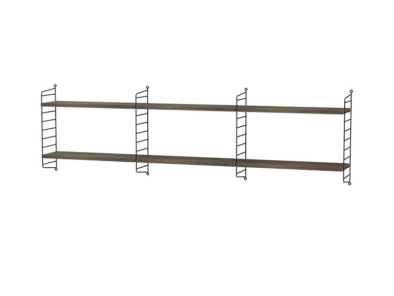 String Furniture Bedroom Bundle S E in Walnut shelves and black panels
