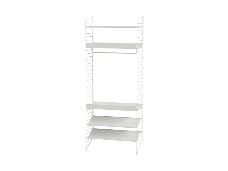 String Furniture Bedroom Bundle S D in White shelves and white panels