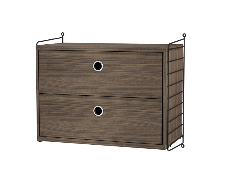 String Furniture Bedroom Bundle S A in Walnut shelves and black panels
