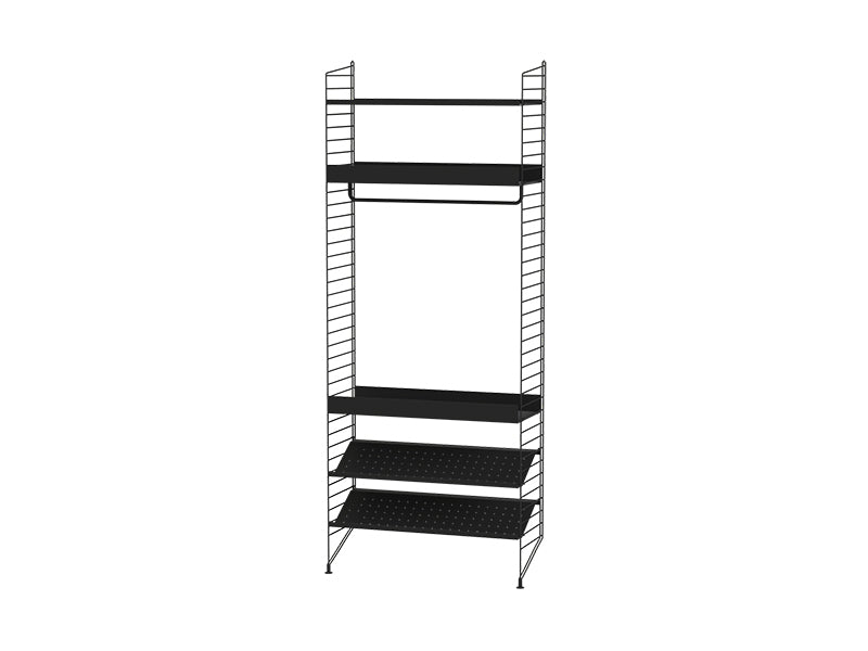 String Furniture Bedroom Bundle S D in Black shelves and black panels