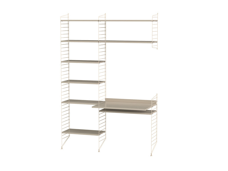 String Furniture Workspace Bundle W G in Beige shelves and beige panels