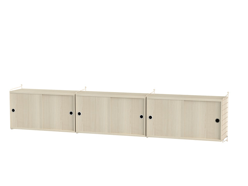 String Furniture Living Room Bundle L D in Ash shelves and beige panels