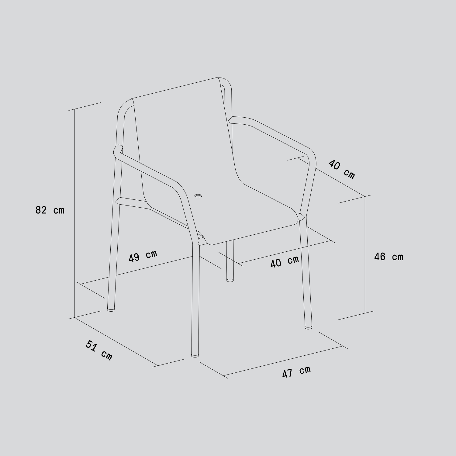 TIPTOE PANORAMA outdoor chair with armrests - powder-coated steel