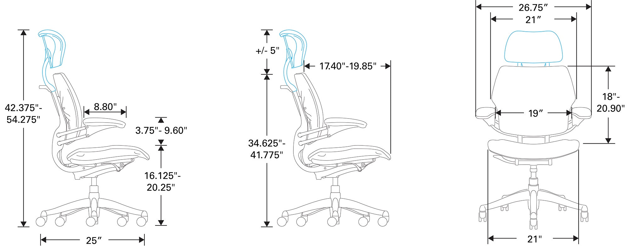 Humanscale Freedom Headrest chair dimensions