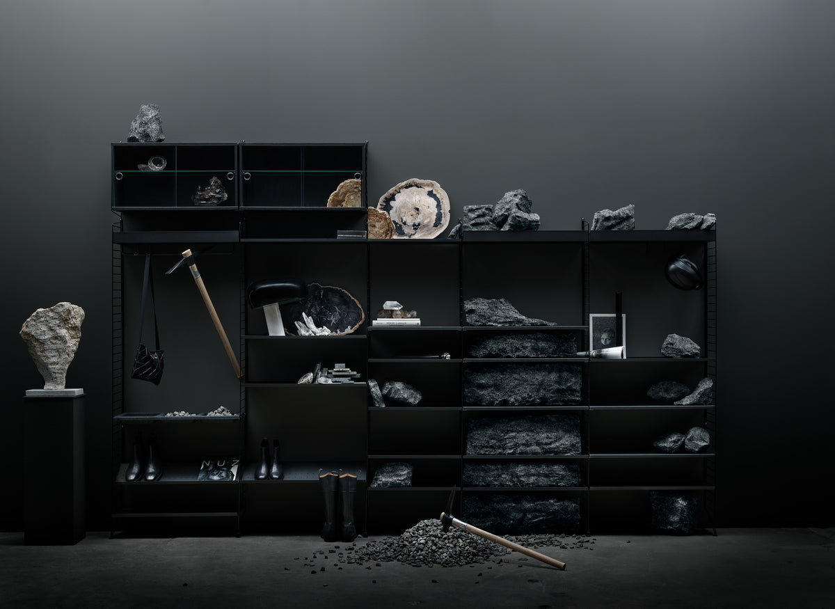 Metal Shelf High w58 x d30 cm in Black, room setting