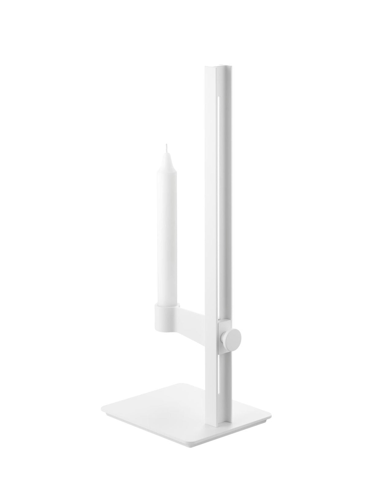 Museum Candle Holder in White, room setting