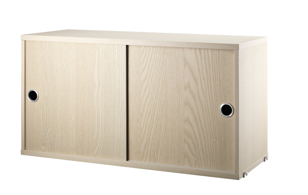 Cabinet with Sliding Doors w78 x d30 x h42 cm in Ash, room setting