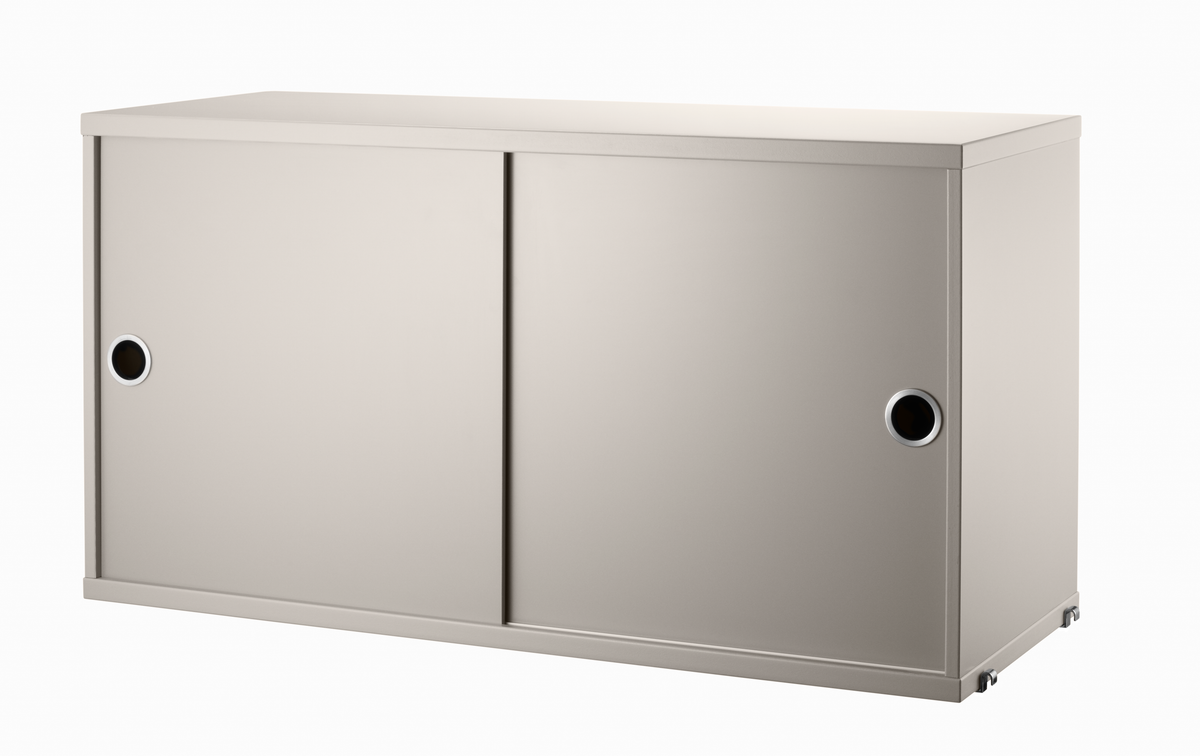 Cabinet with Sliding Doors w78 x d30 x h42 cm in Beige, room setting