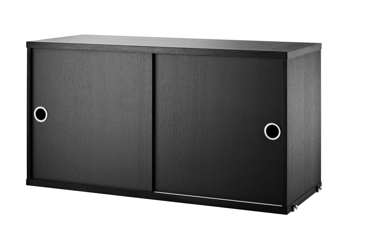Cabinet with Sliding Doors w78 x d30 x h42 cm in Black stained ash, room setting
