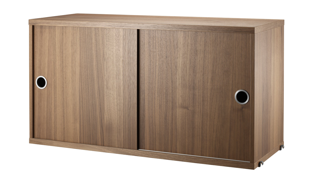 Cabinet with Sliding Doors w78 x d30 x h42 cm in Walnut, room setting