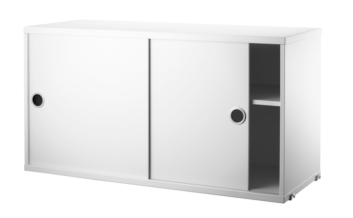 Cabinet with Sliding Doors w78 x d30 x h42 cm in White, room setting