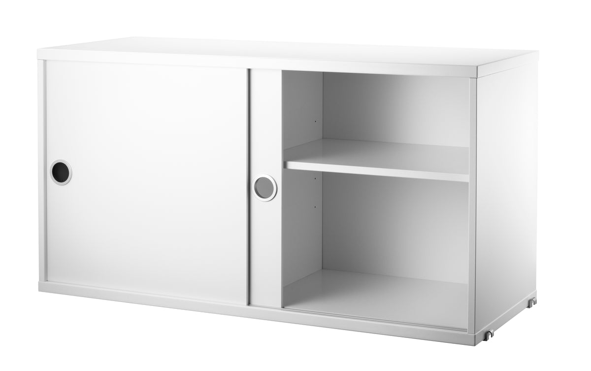 Cabinet with Sliding Doors w78 x d30 x h42 cm in White, room setting