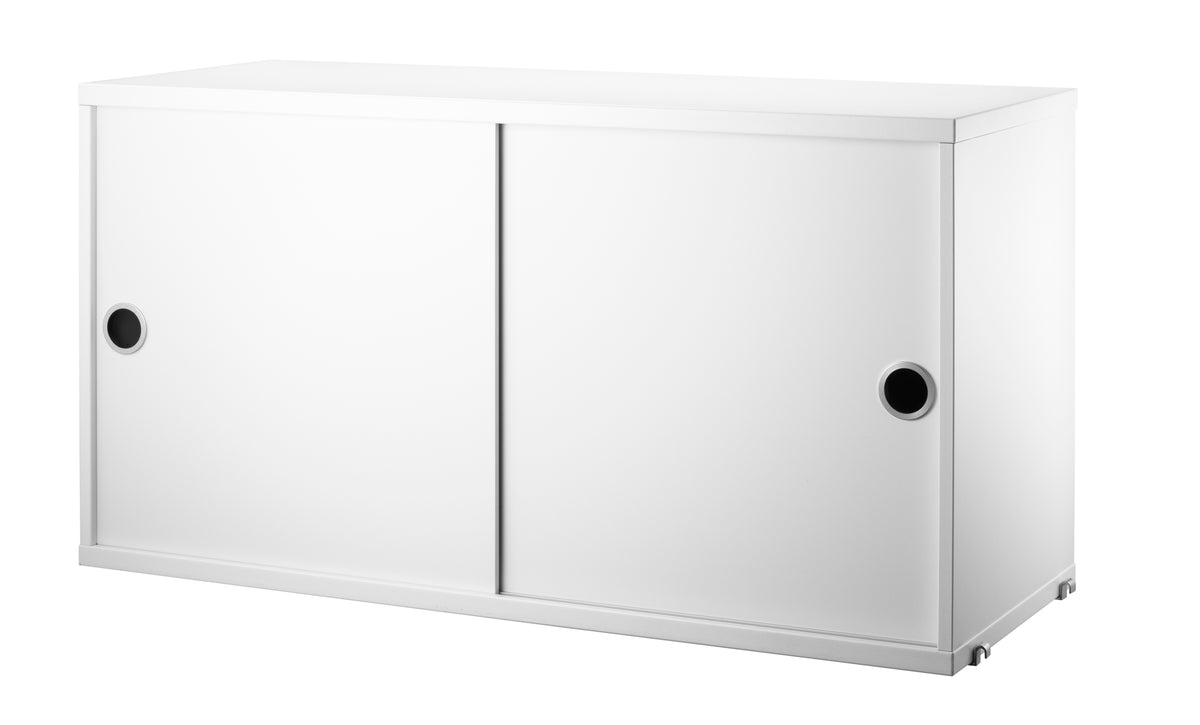 Cabinet with Sliding Doors w78 x d30 x h42 cm in White, room setting