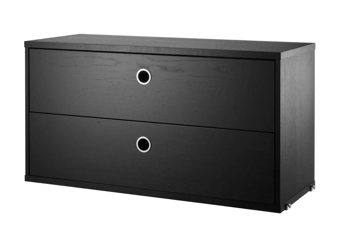 Chest of Drawers w78 x d30 x h42 cm in Black stained ash, room setting