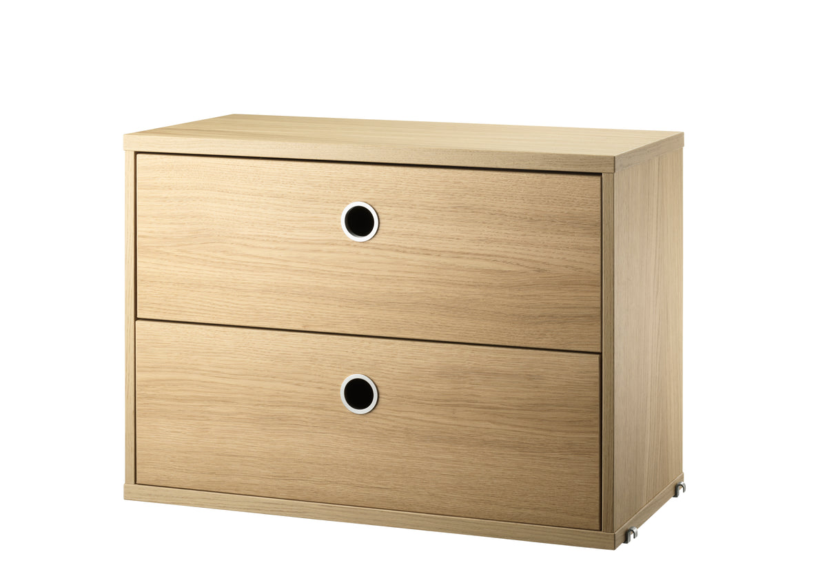 Chest of Drawers w58 x d30 x h42 cm in Oak, room setting