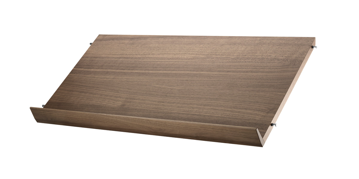 Magazine shelf solid w78 x d30 cm in Walnut, room setting