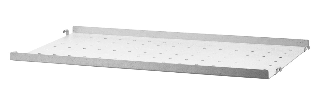 Metal Shelf Low w58 x d30 cm in Galvanized, room setting